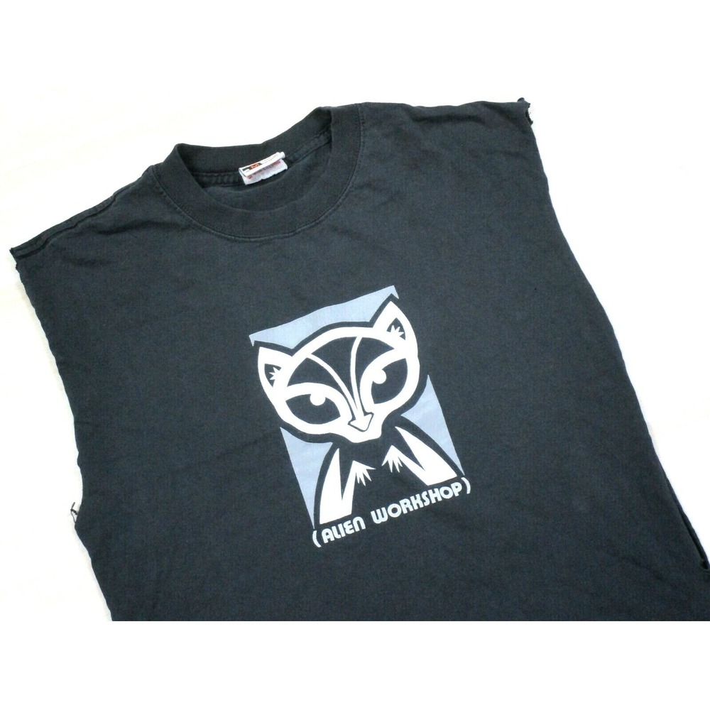 Vintage Alien Workshop AWS 90s t-shirt Cut Off Crop Sleeveless Surf Skate XGames